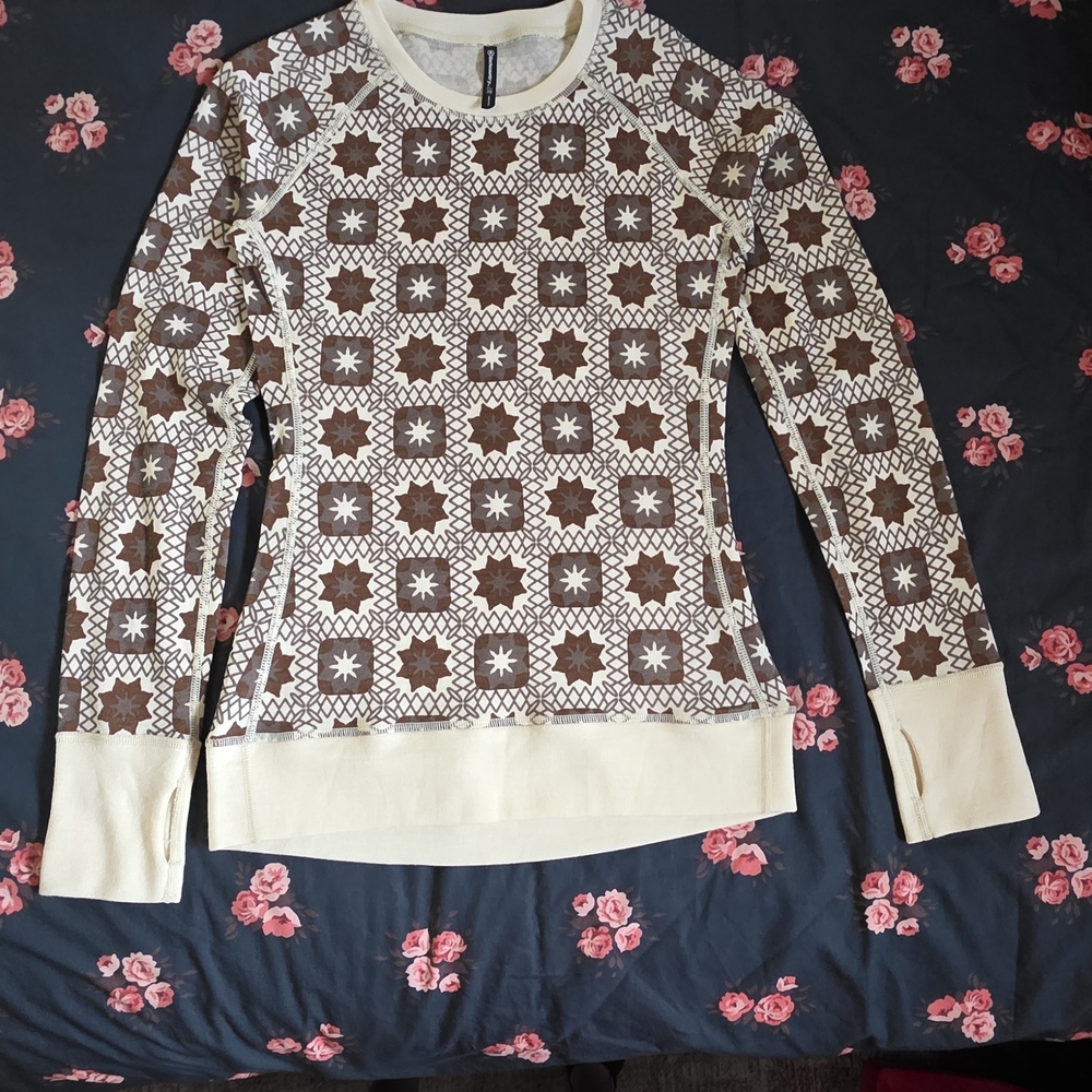 Brown and Cream Patterned Women's Top